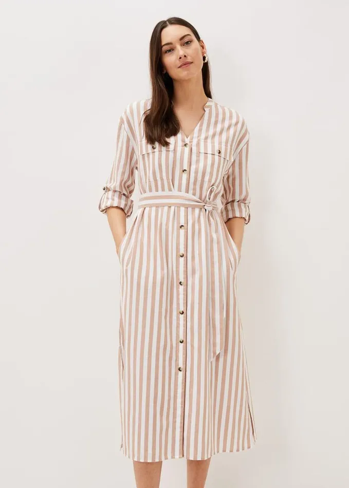 Phase Eight Ayden Stripe Dress Stonewhite Women Dresses