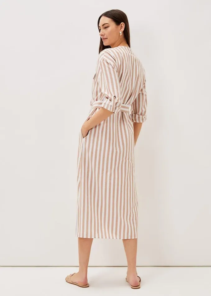 Phase Eight Ayden Stripe Dress Stonewhite Women Dresses