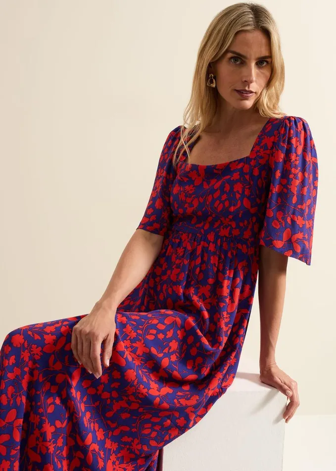 Phase Eight Ayesha Floral Midaxi Dress Redpurple Women Dresses