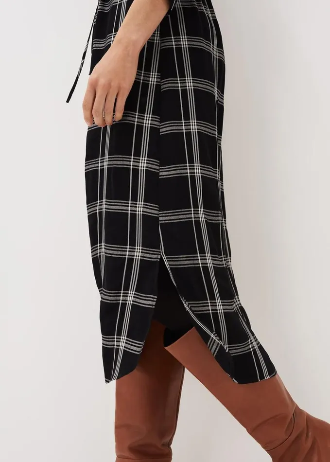 Phase Eight Bernadette Check Midi Dress Blackivory Women Dresses