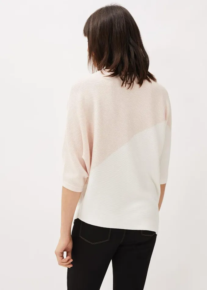Phase Eight Bethanie Colourblock Ribbed Asymmetric Hem Jumper Pale Pink Women Knitwear