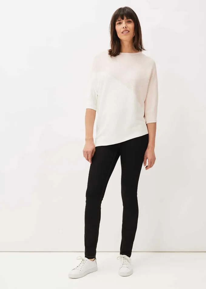 Phase Eight Bethanie Colourblock Ribbed Asymmetric Hem Jumper Pale Pink Women Knitwear