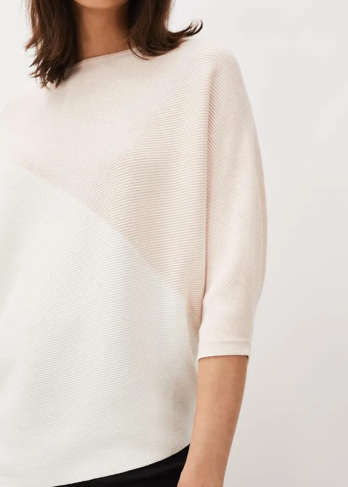 Phase Eight Bethanie Colourblock Ribbed Asymmetric Hem Jumper Pale Pink Women Knitwear