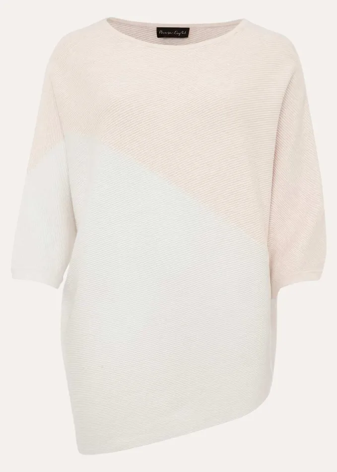Phase Eight Bethanie Colourblock Ribbed Asymmetric Hem Jumper Pale Pink Women Knitwear
