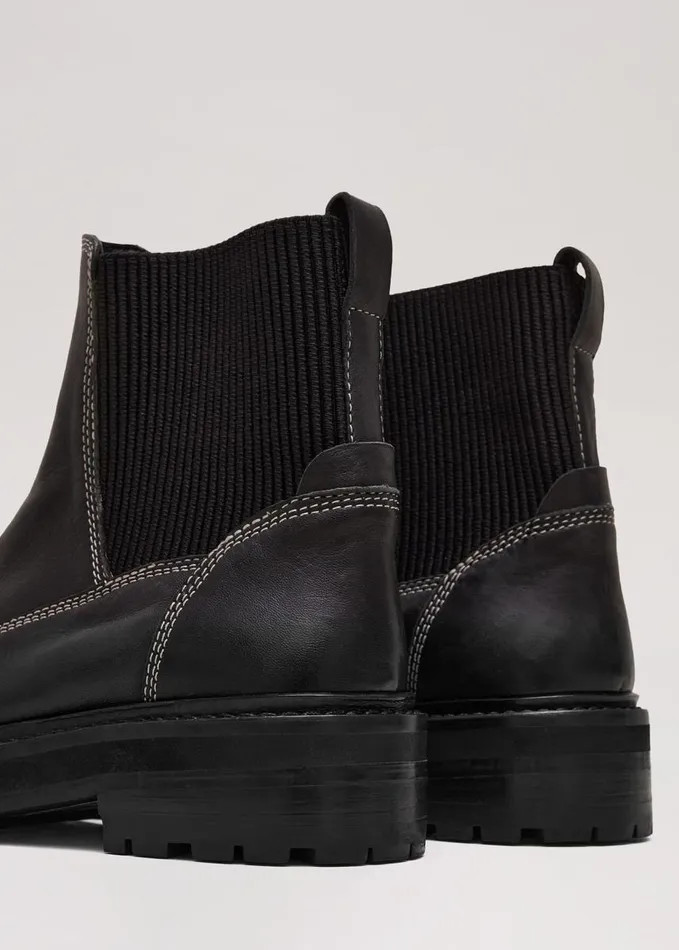 Phase Eight Black Feature Stitch Chunky Chelsea Boot Black Women Boots