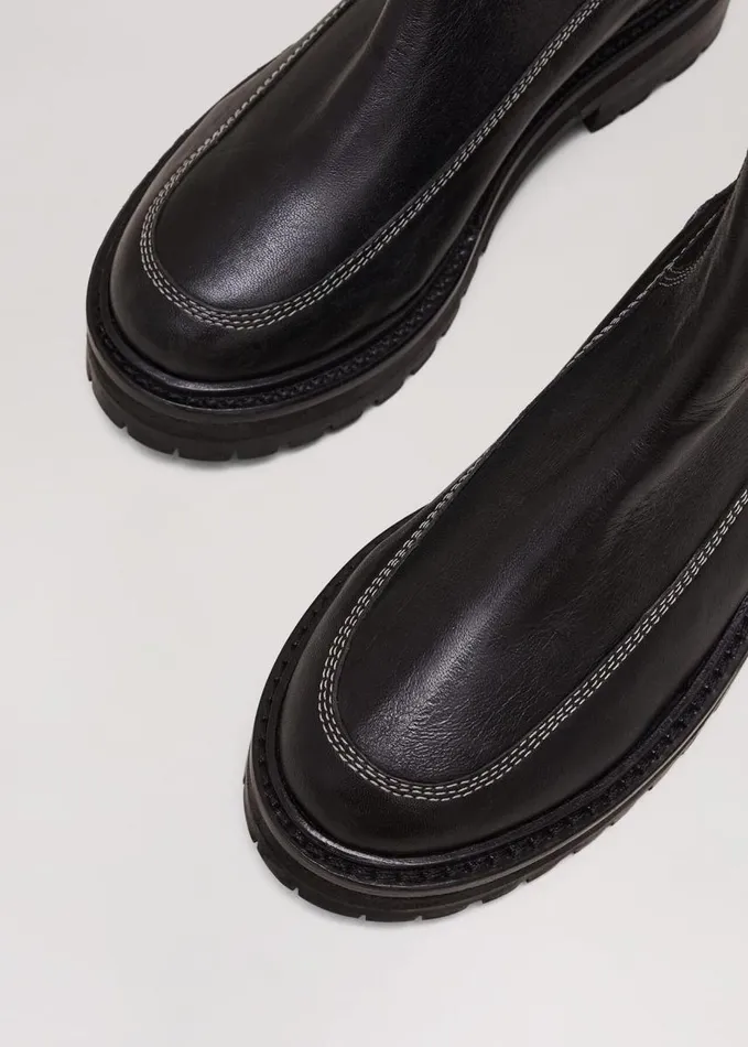 Phase Eight Black Feature Stitch Chunky Chelsea Boot Black Women Boots