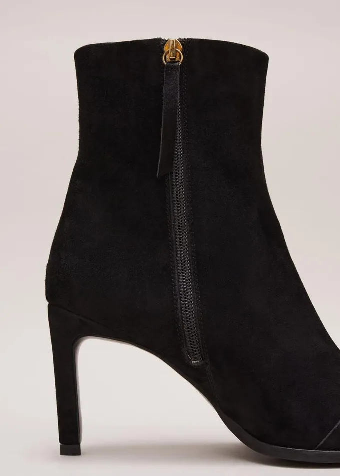 Phase Eight Black Suede Ponited Heeled Boots Black Women Boots