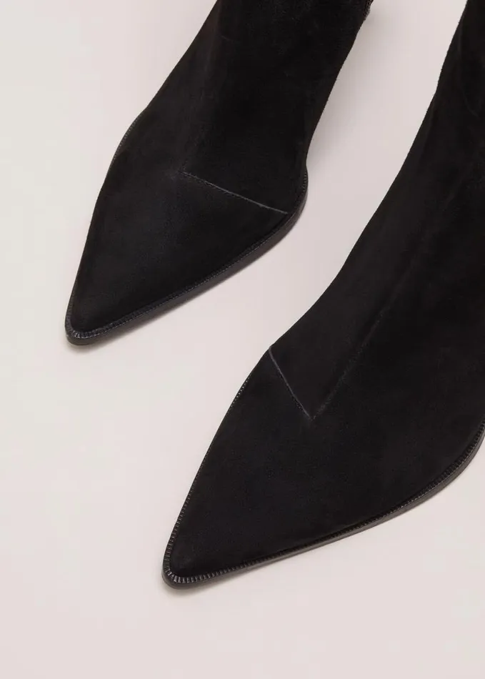 Phase Eight Black Suede Ponited Heeled Boots Black Women Boots