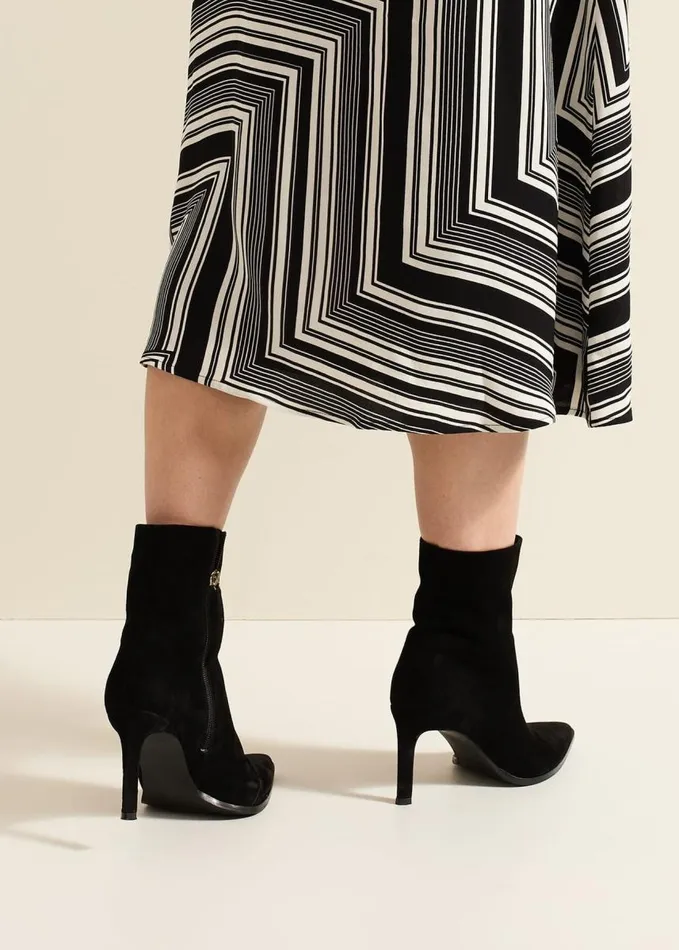 Phase Eight Black Suede Ponited Heeled Boots Black Women Boots