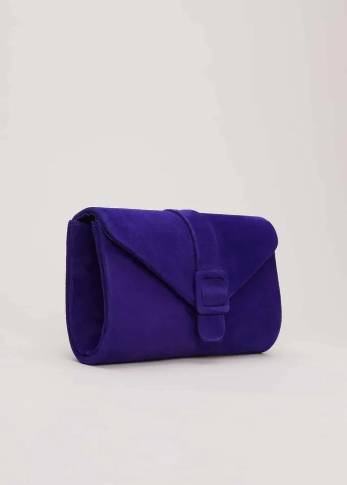 Phase Eight Blue Suede Clutch Bag Blue Women Bags and Clutches
