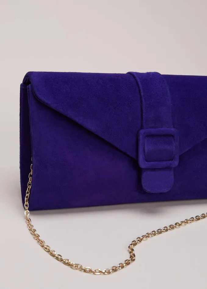 Phase Eight Blue Suede Clutch Bag Blue Women Bags and Clutches