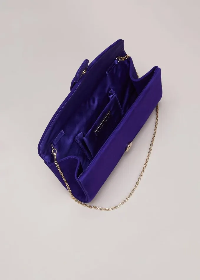 Phase Eight Blue Suede Clutch Bag Blue Women Bags and Clutches
