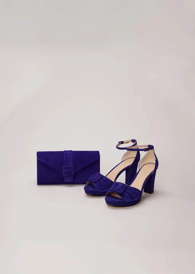 Phase Eight Blue Suede Clutch Bag Blue Women Bags and Clutches
