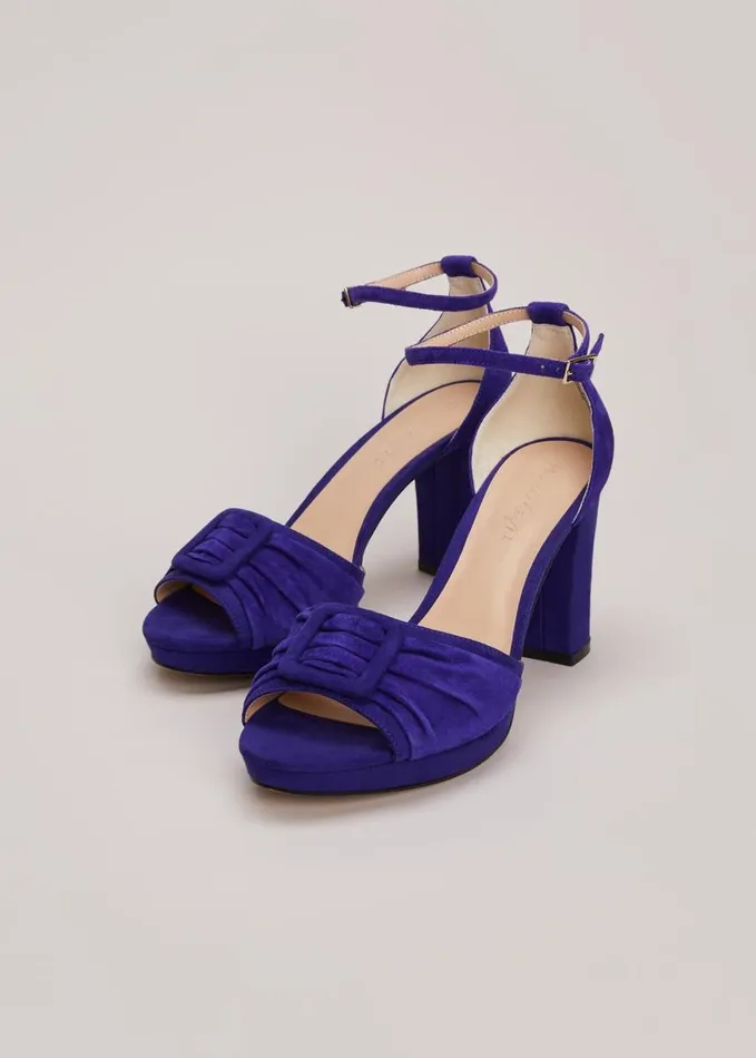 Phase Eight Blue Suede Platform Heels Blue Women Occasion Shoes