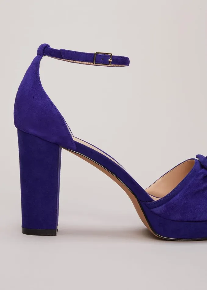 Phase Eight Blue Suede Platform Heels Blue Women Occasion Shoes