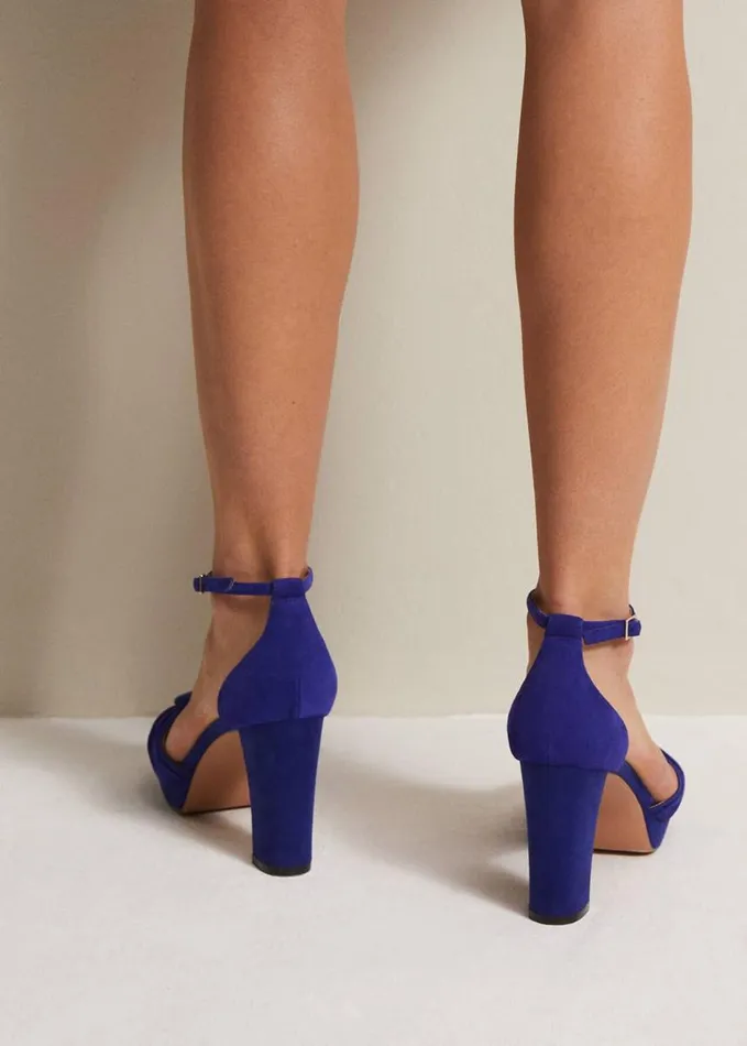 Phase Eight Blue Suede Platform Heels Blue Women Occasion Shoes