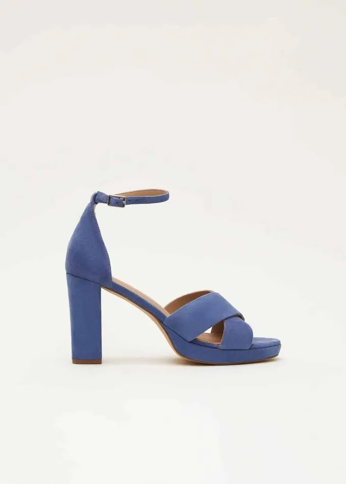 Phase Eight Blue Suede Platform Heels Cornflower Women Occasion Shoes