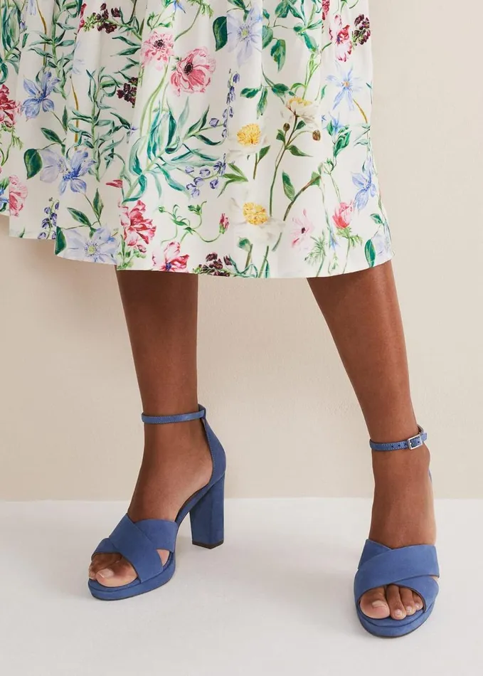 Phase Eight Blue Suede Platform Heels Cornflower Women Occasion Shoes