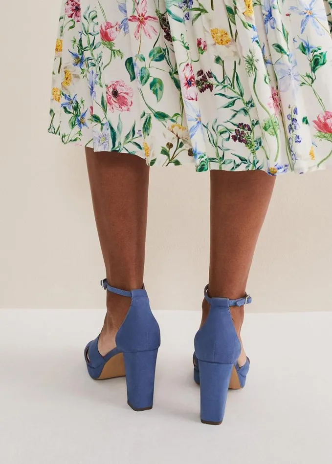 Phase Eight Blue Suede Platform Heels Cornflower Women Occasion Shoes