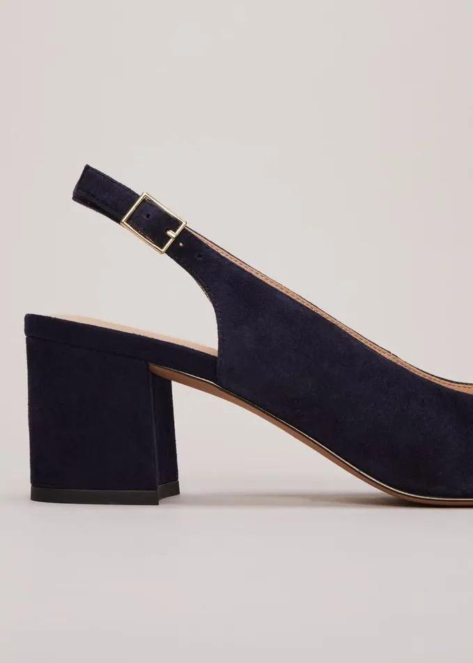 Phase Eight Blue Suede Slingback Heels Navy Women Heels