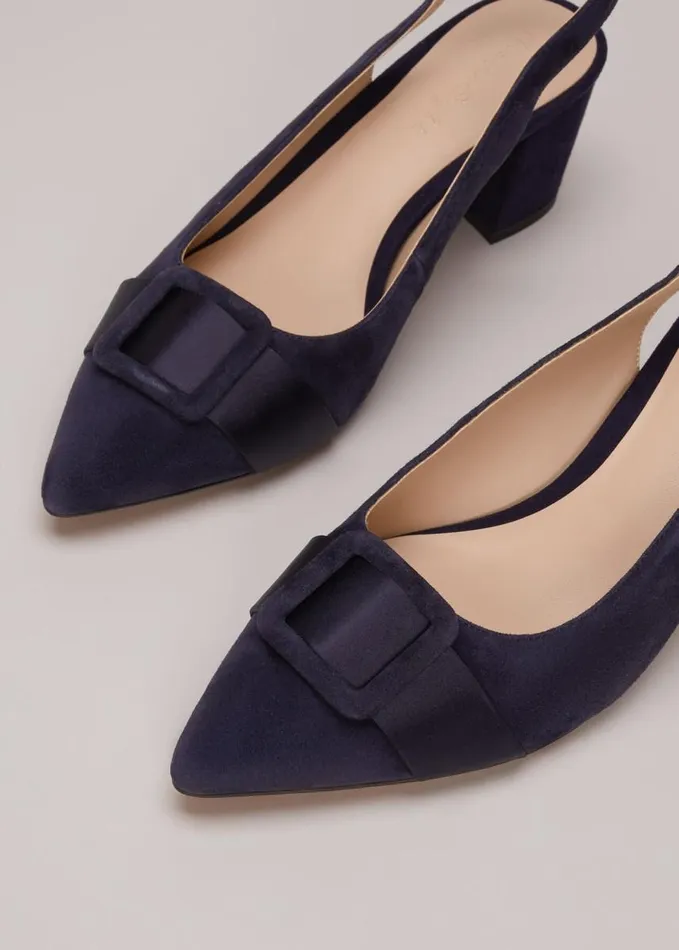 Phase Eight Blue Suede Slingback Heels Navy Women Heels