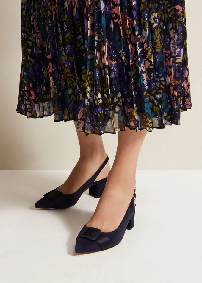 Phase Eight Blue Suede Slingback Heels Navy Women Heels