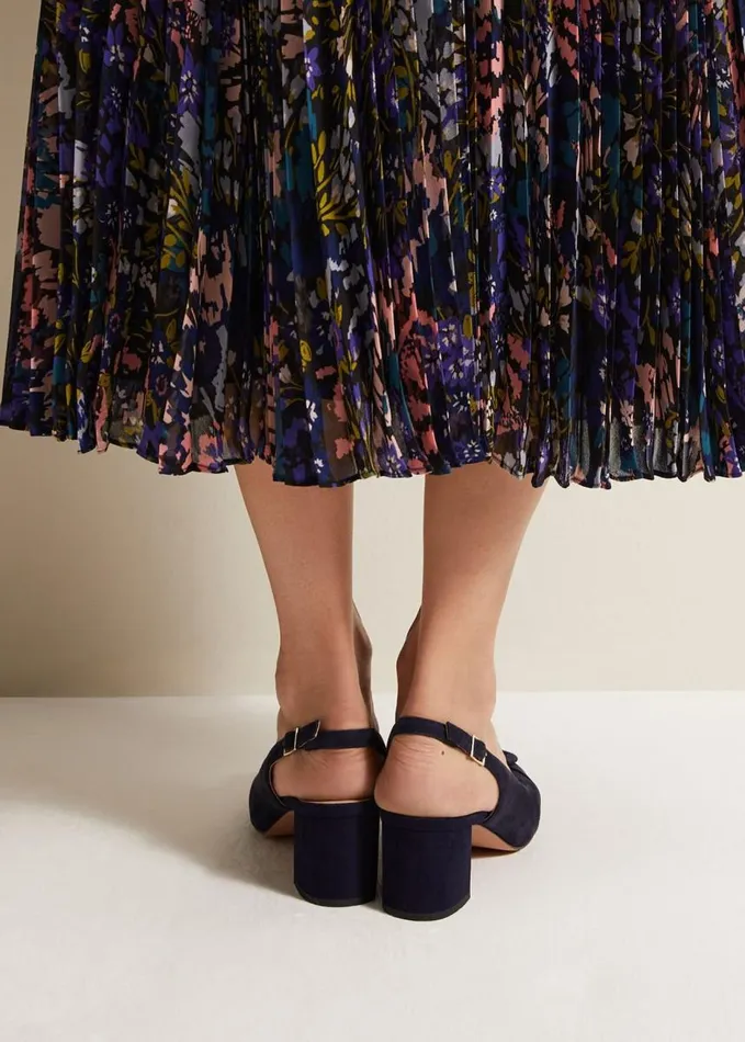Phase Eight Blue Suede Slingback Heels Navy Women Heels