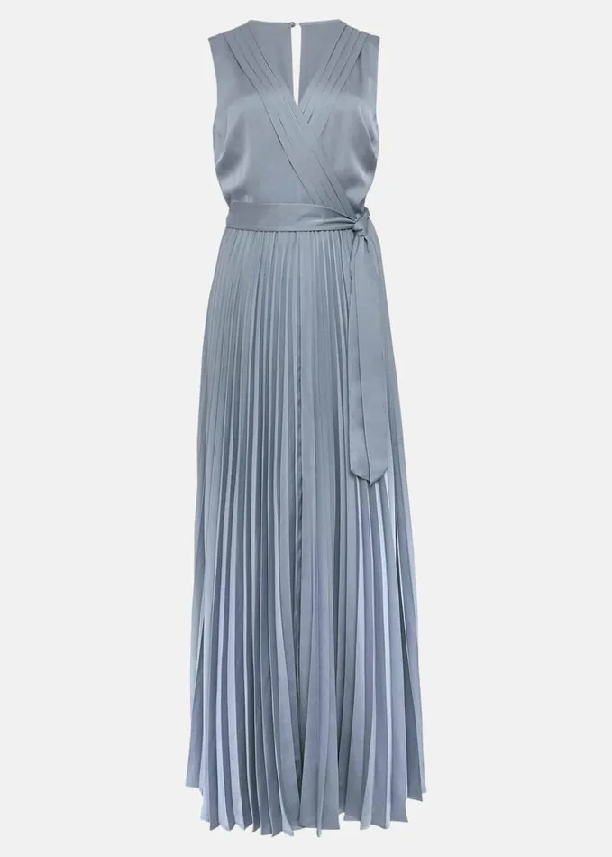 Phase Eight Bonnie Pleated Wrap Satin Maxi Dress Light Green Women Dresses