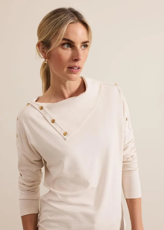 Phase Eight Brienna Button Detail Top Cream Women Tops and TShirts