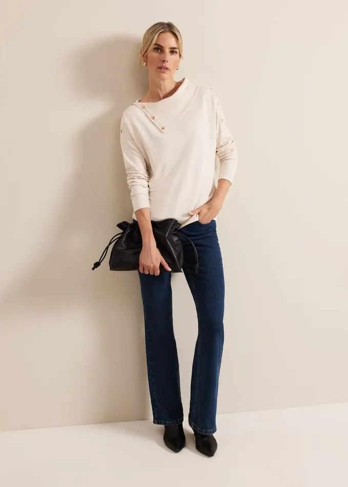Phase Eight Brienna Button Detail Top Cream Women Tops and TShirts