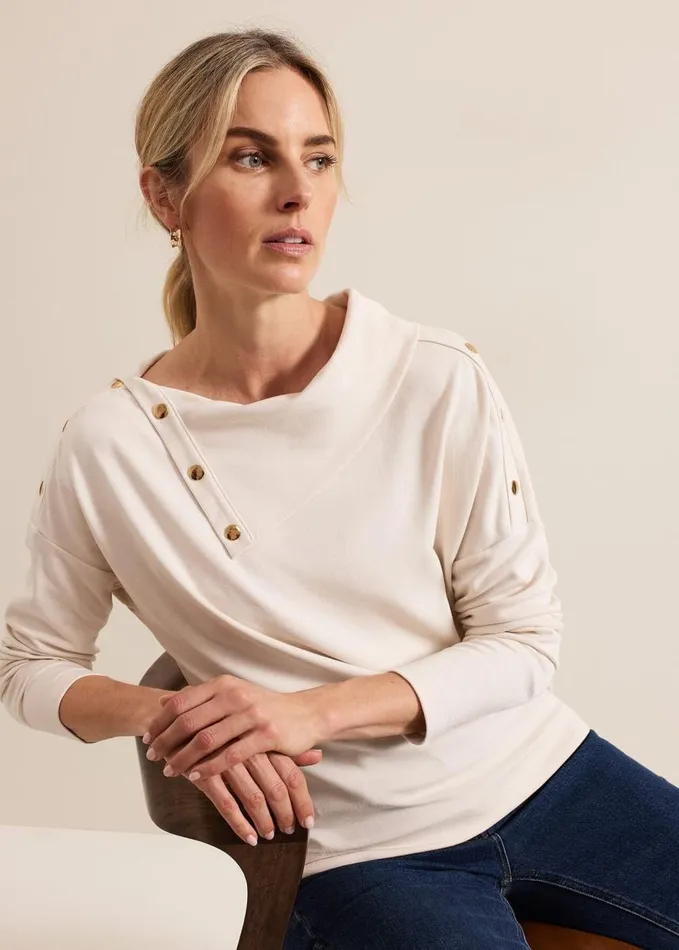 Phase Eight Brienna Button Detail Top Cream Women Tops and TShirts