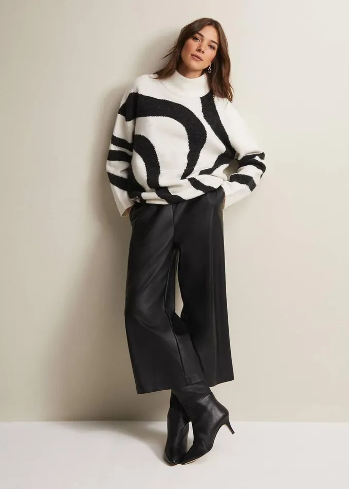 Phase Eight Briony Swirl Print Jumper Blackivory Women Knitwear