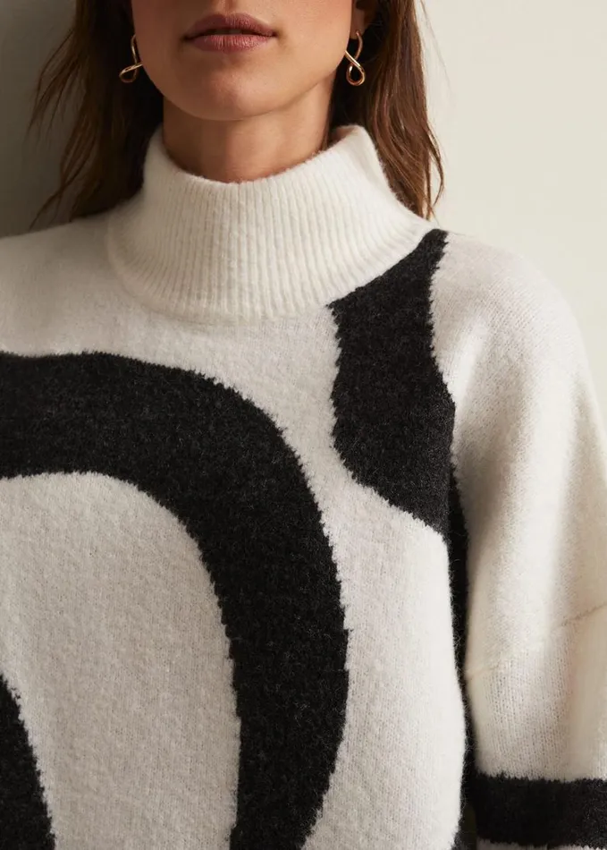 Phase Eight Briony Swirl Print Jumper Blackivory Women Knitwear