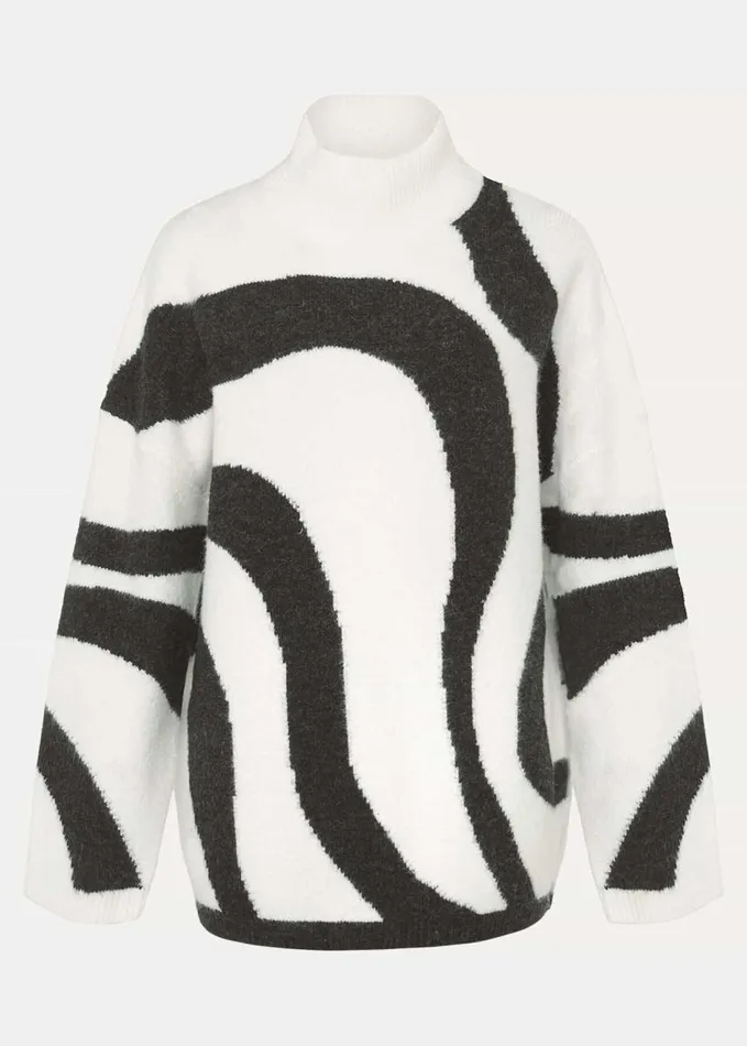 Phase Eight Briony Swirl Print Jumper Blackivory Women Knitwear