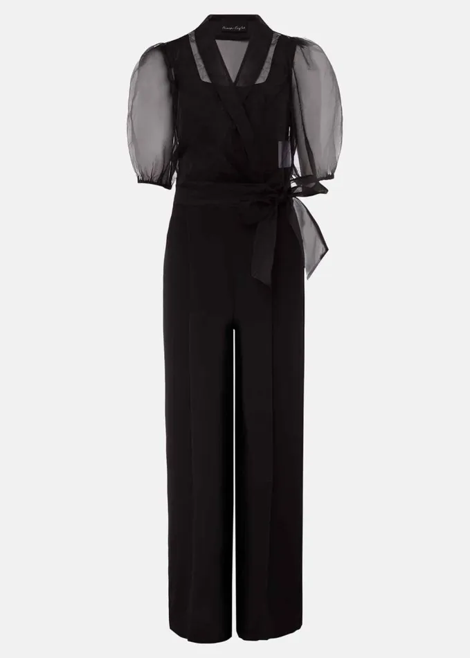 Phase Eight Brontie Puff Sleeve Wide Leg Jumpsuit Black Women Dresses