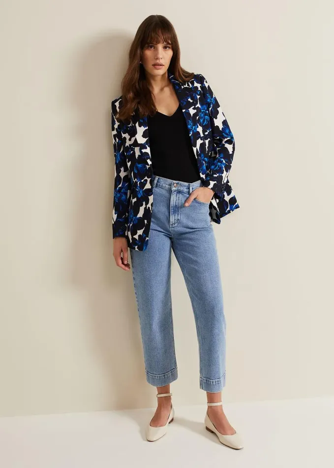 Phase Eight Caddie Floral Suit Jacket Blue Women Jackets