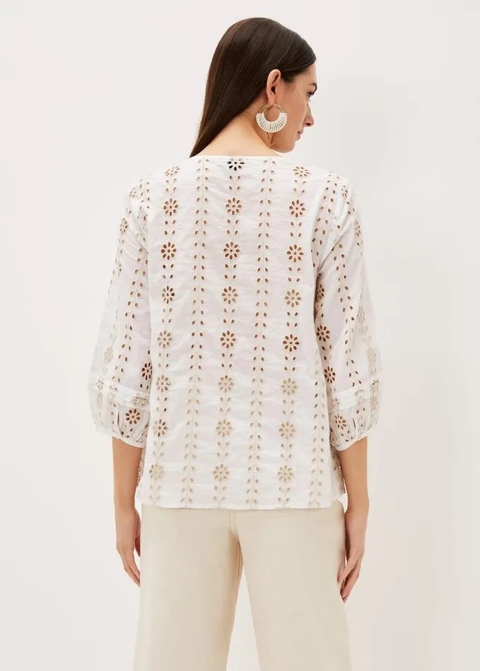 Phase Eight Caela Broderie Blouse Ivorystone Women Shirts and Blouses