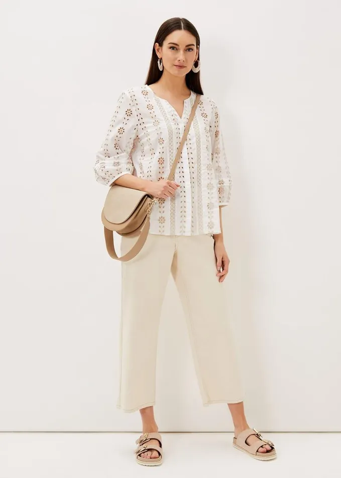 Phase Eight Caela Broderie Blouse Ivorystone Women Shirts and Blouses