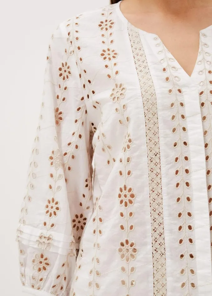 Phase Eight Caela Broderie Blouse Ivorystone Women Shirts and Blouses
