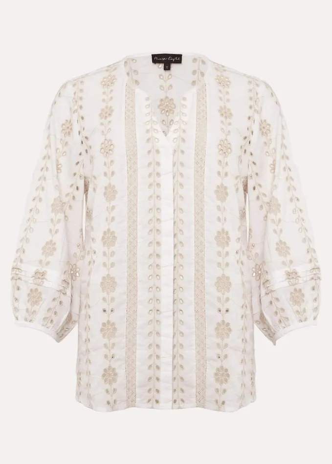 Phase Eight Caela Broderie Blouse Ivorystone Women Shirts and Blouses