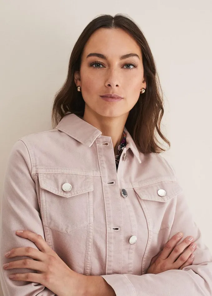 Phase Eight Caitlin Denim Jacket Frosted Heather Women Jackets