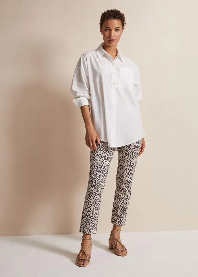Phase Eight Carmella Printed Straight Leg Trousers Carbonwhite Women Trousers