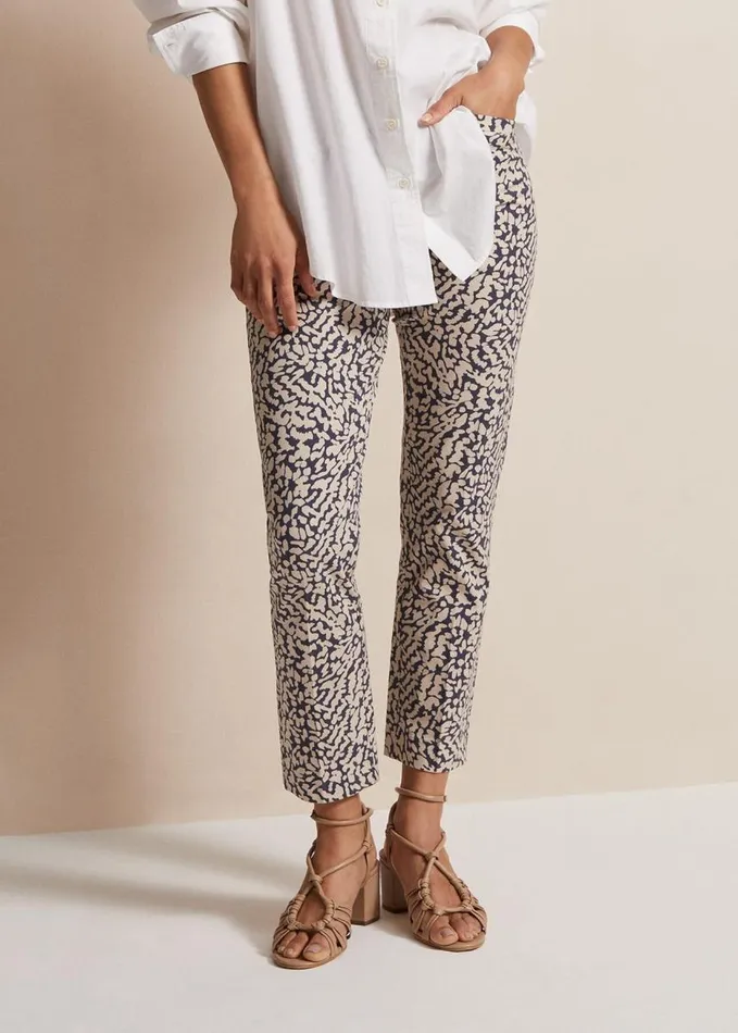 Phase Eight Carmella Printed Straight Leg Trousers Carbonwhite Women Trousers