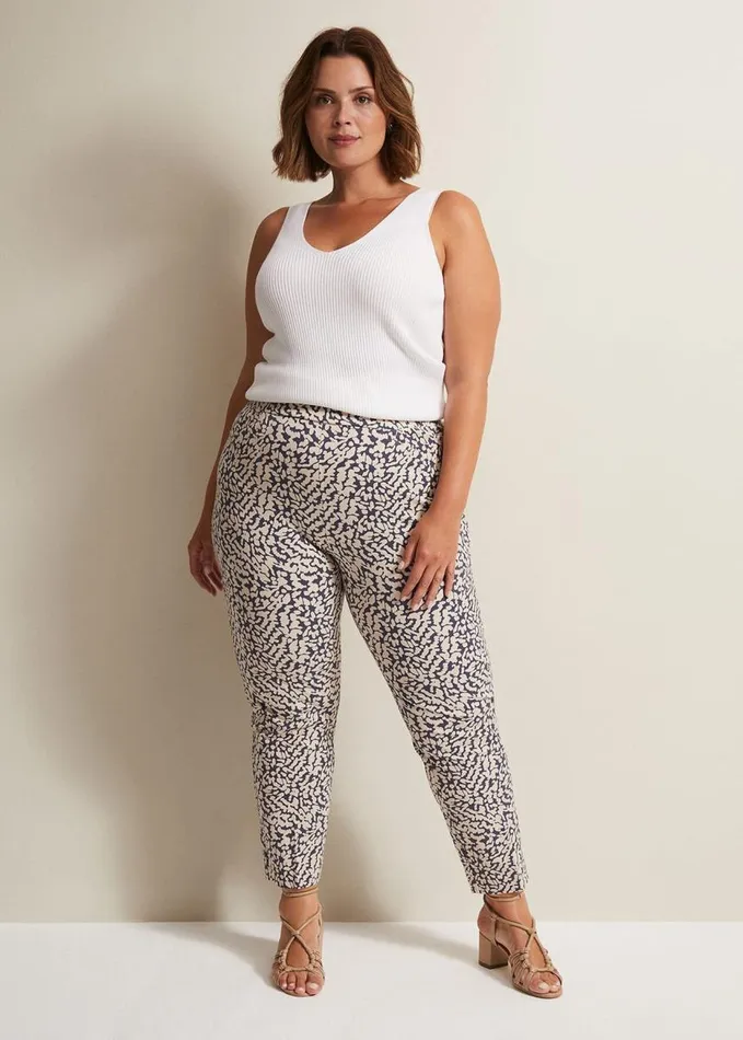 Phase Eight Carmella Printed Straight Leg Trousers Carbonwhite Women Trousers