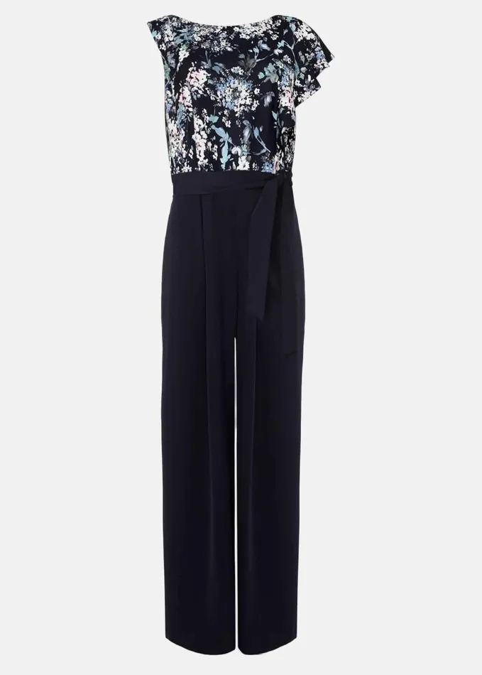 Phase Eight Casey Floral Bodice Tapered Jumpsuit Navy Women Dresses