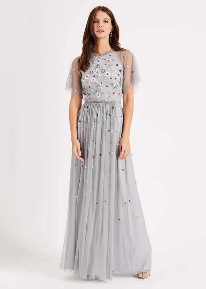Phase Eight Celestra Embellished Maxi Dress Sky Blue Women Dresses