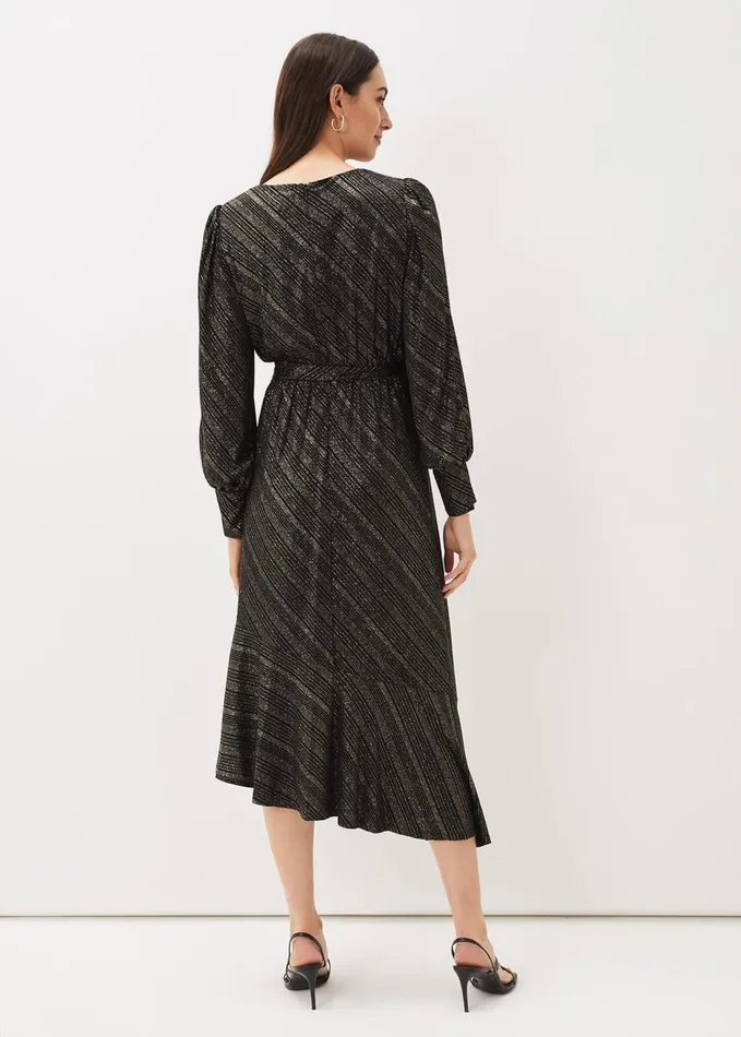 Phase Eight Clairette Asymmetric Sparkle Dress Black Women Dresses