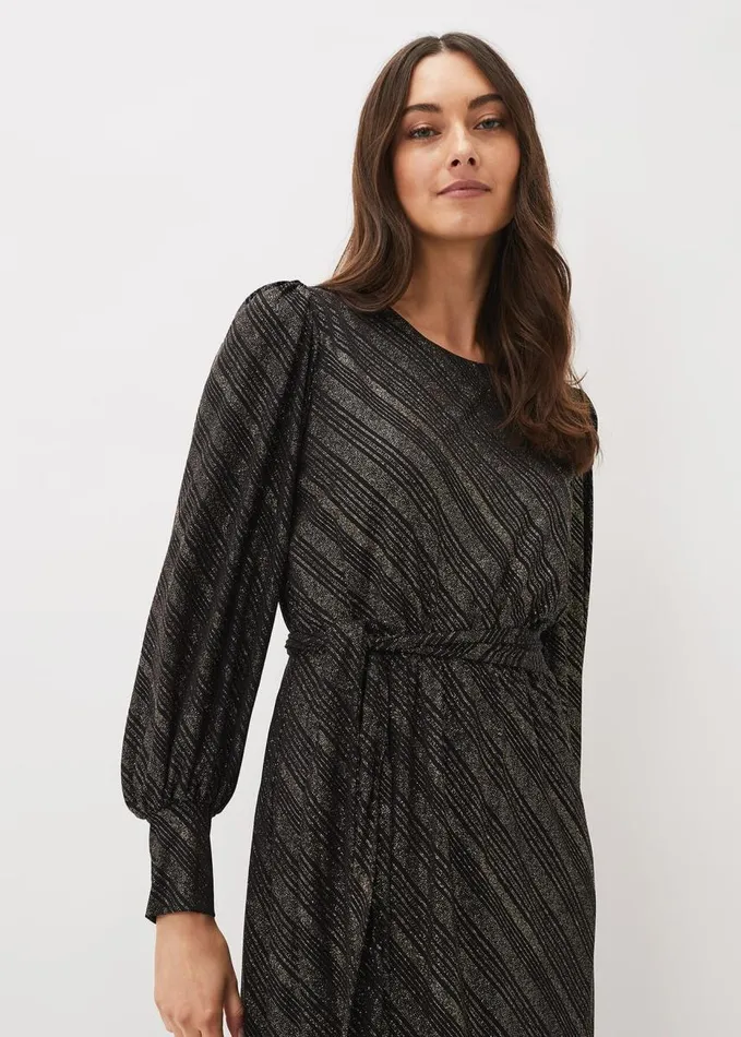 Phase Eight Clairette Asymmetric Sparkle Dress Black Women Dresses