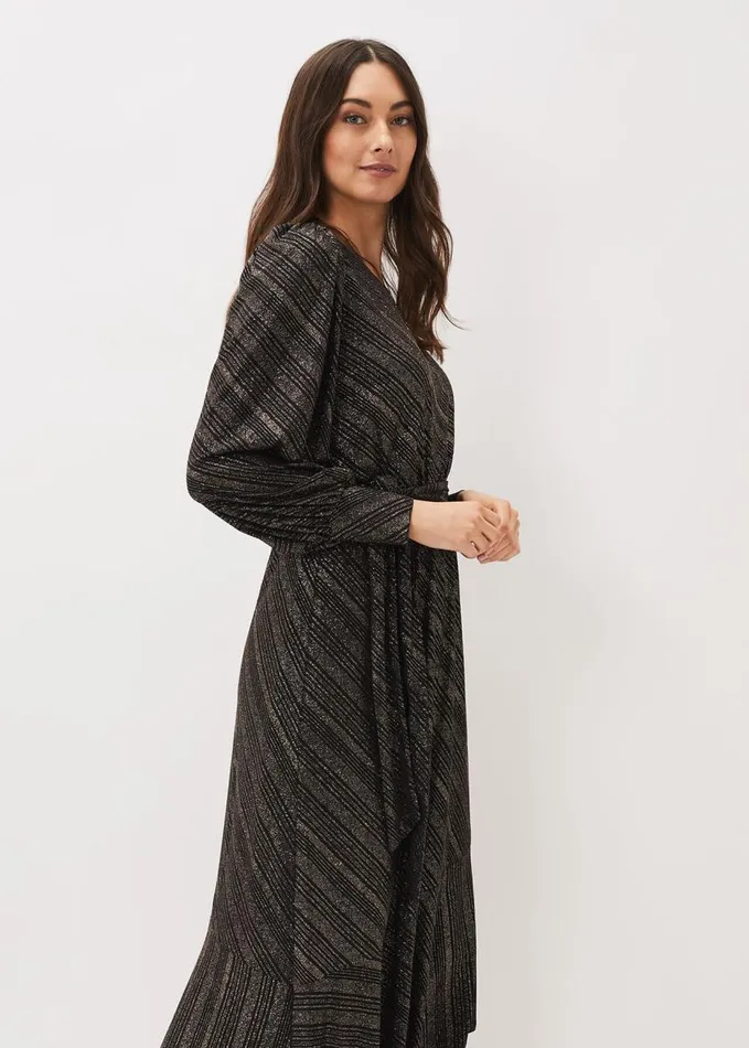 Phase Eight Clairette Asymmetric Sparkle Dress Black Women Dresses