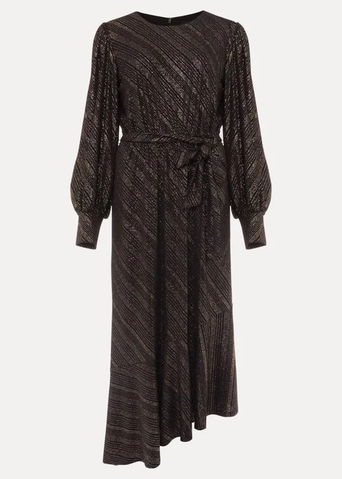 Phase Eight Clairette Asymmetric Sparkle Dress Black Women Dresses